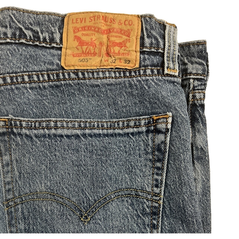 Levis 505 jeans 32x32 Blue Stretch denim Cowboy Western City 505s Straight Leg
